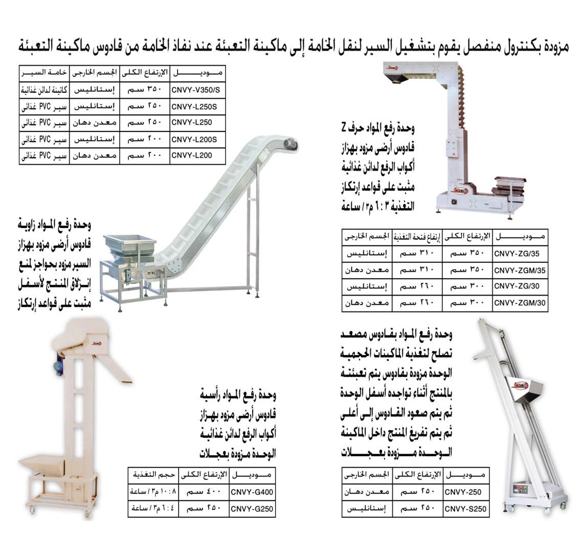 وحدات رفع حبيبات لماكينات التعبئة الاوتوماتيك الرأسية